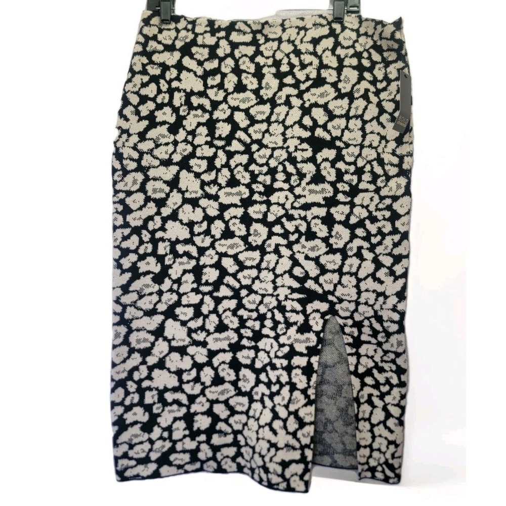 NEW BOLD Elements Black White Cheetah Leopard Print Pencil Skirt Wom XL Stretch